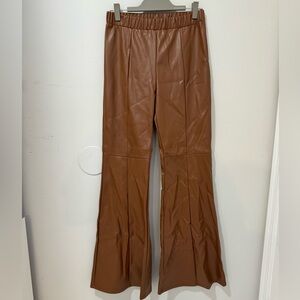 Sorella brown faux leather flare pants